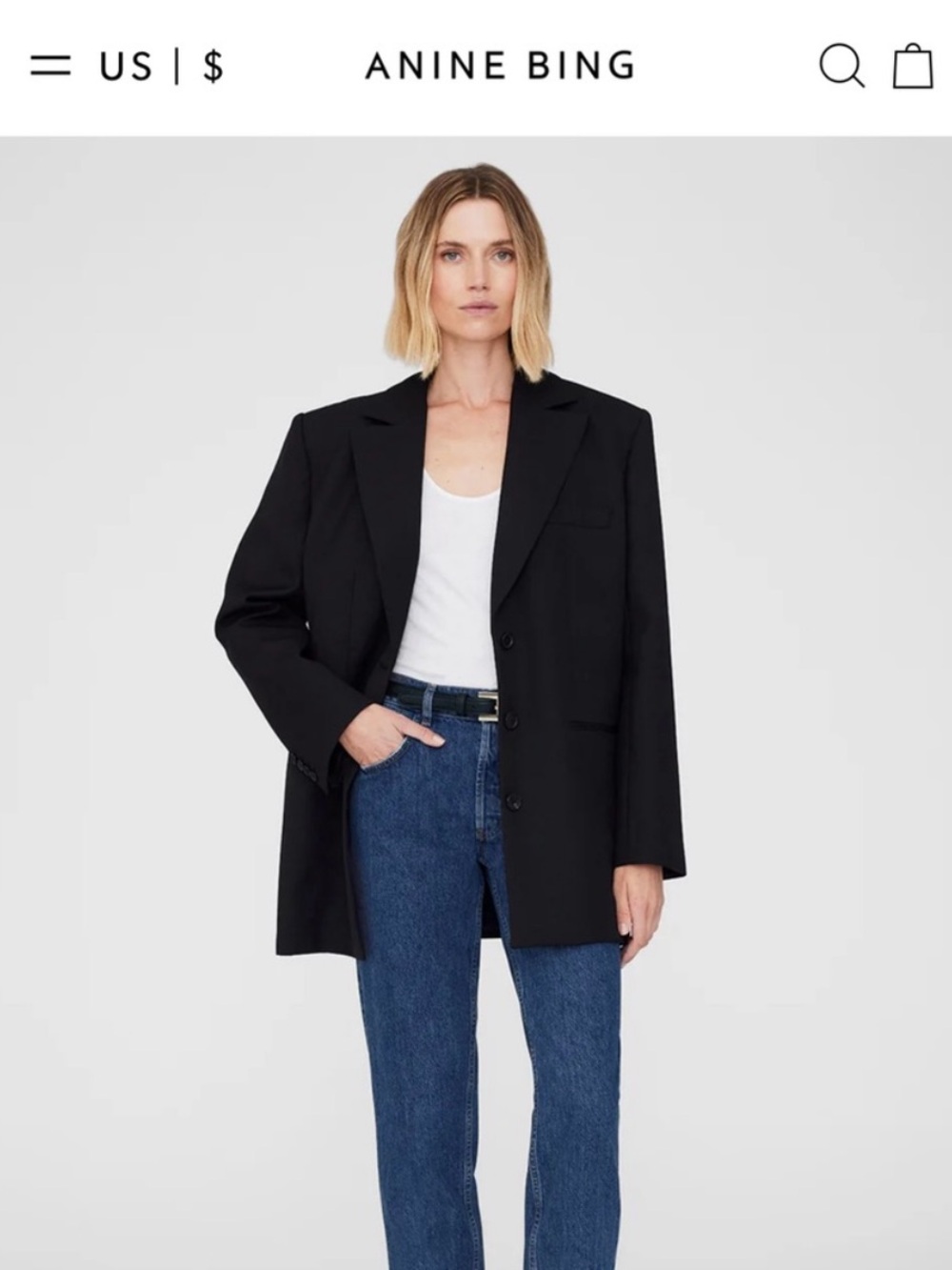 NWT Anine Bing Declan Oversized Blazer Black Size XS - Picture 2 of 5